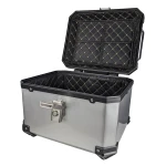 Universal 45L Silver Motorcycle Top Box - Square Helmet Case for 1 Helmet