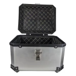 Universal 45L Silver Motorcycle Top Box - Square Helmet Case for 1 Helmet