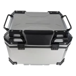 Universal 45L Silver Motorcycle Top Box - Square Helmet Case for 1 Helmet
