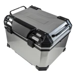Universal 45L Silver Motorcycle Top Box - Square Helmet Case for 1 Helmet