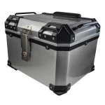 Universal 45L Silver Motorcycle Top Box - Square Helmet Case for 1 Helmet