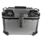 Universal 45L Silver Motorcycle Top Box - Square Helmet Case for 1 Helmet