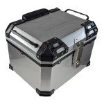 Universal 45L Silver Motorcycle Top Box - Square Helmet Case for 1 Helmet