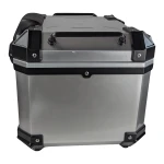 Universal 45L Silver Motorcycle Top Box - Square Helmet Case for 1 Helmet
