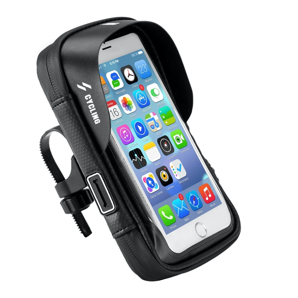 Bike phone holder bag with touchscreen for 6-inch phones