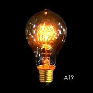 Vintage Edison filament bulb E27 40W A19B spiral for industrial décor