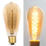 Bombilla filamento Edison vintage ST64 E27 40W iluminada en ambiente industrial
