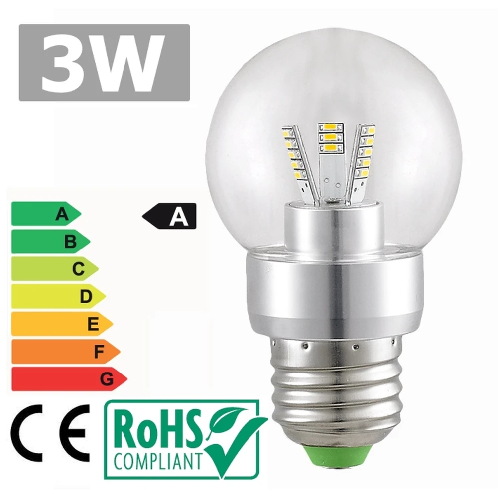 E27 LED Bulb 3W 6500K 360° Bright White Light and Low Energy