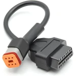 Harley Davidson OBD1 6 Pin to OBDII 16 Pin Diagnostic Adapter Cable