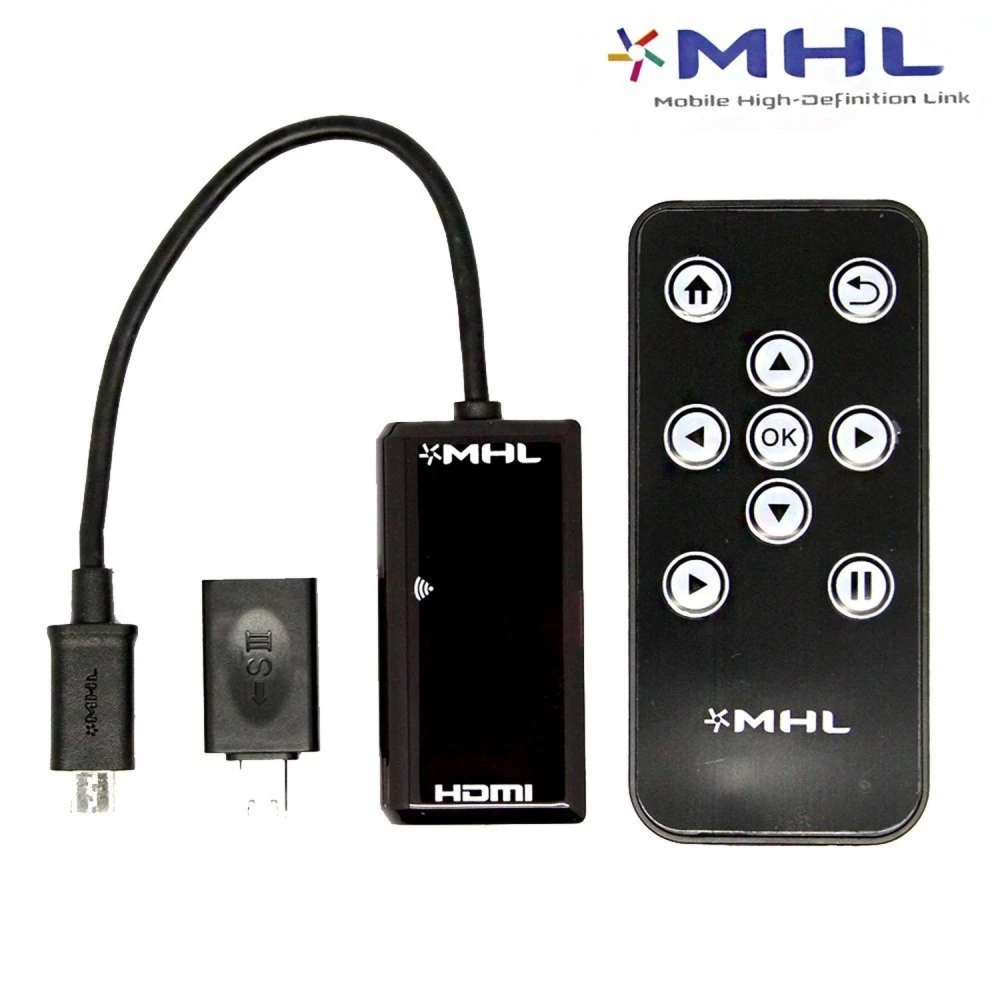MHL to HDMI Adapter Cable with Remote for Galaxy S2, S3, S4, S5, Note 2 and HTC One