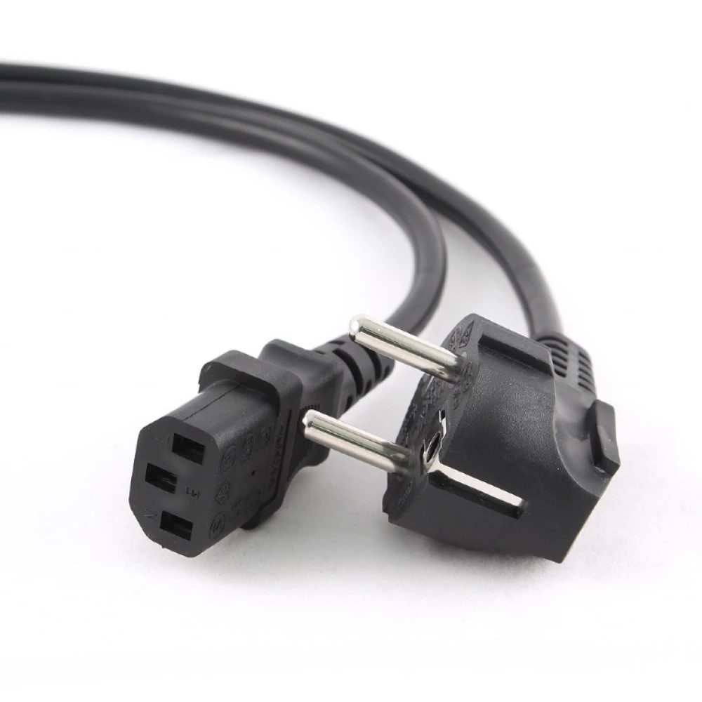 5m PC power cable with Schuko to angled IEC connectors for office and home