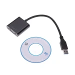 Adaptador USB 3.0 a VGA conectado a ordenador y monitor