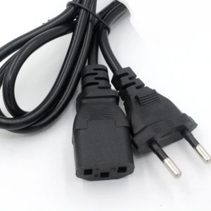 1.2m power cable with flat 2-pin plug and straight C13 for PC