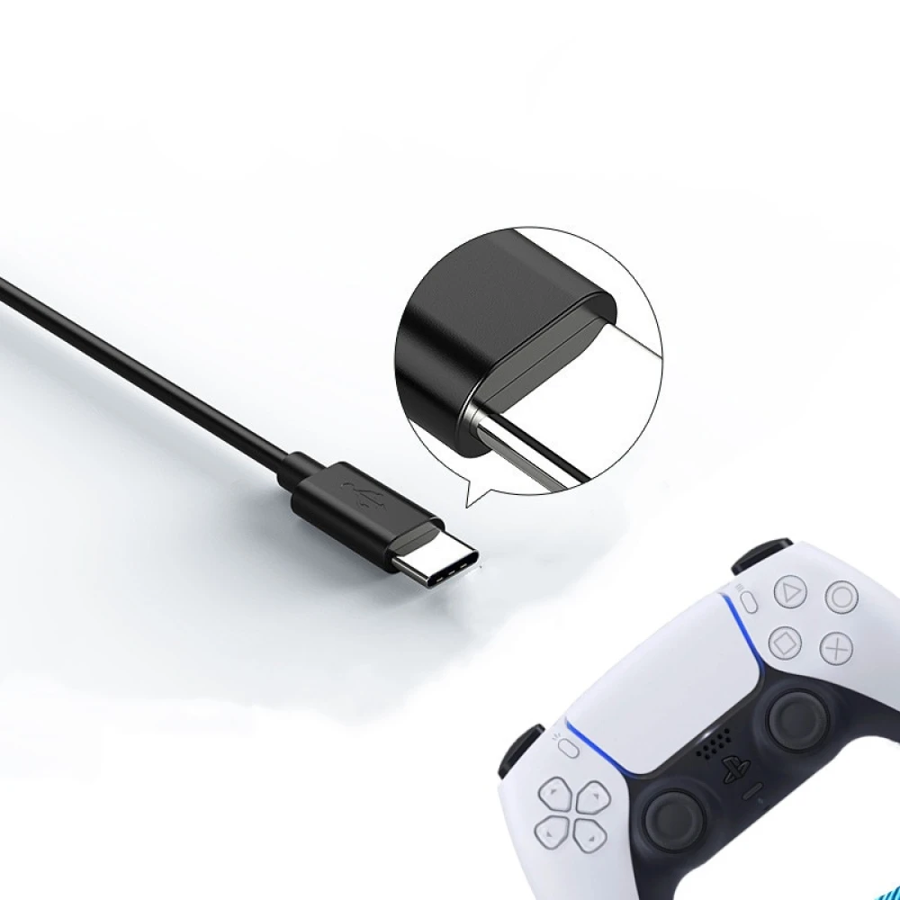 Cable de carga y datos tipo C para PS5 de 3 metros en uso