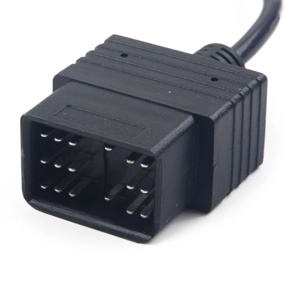 Vista del cable adaptador OBD para Toyota con conectores de 17 y 16 pines