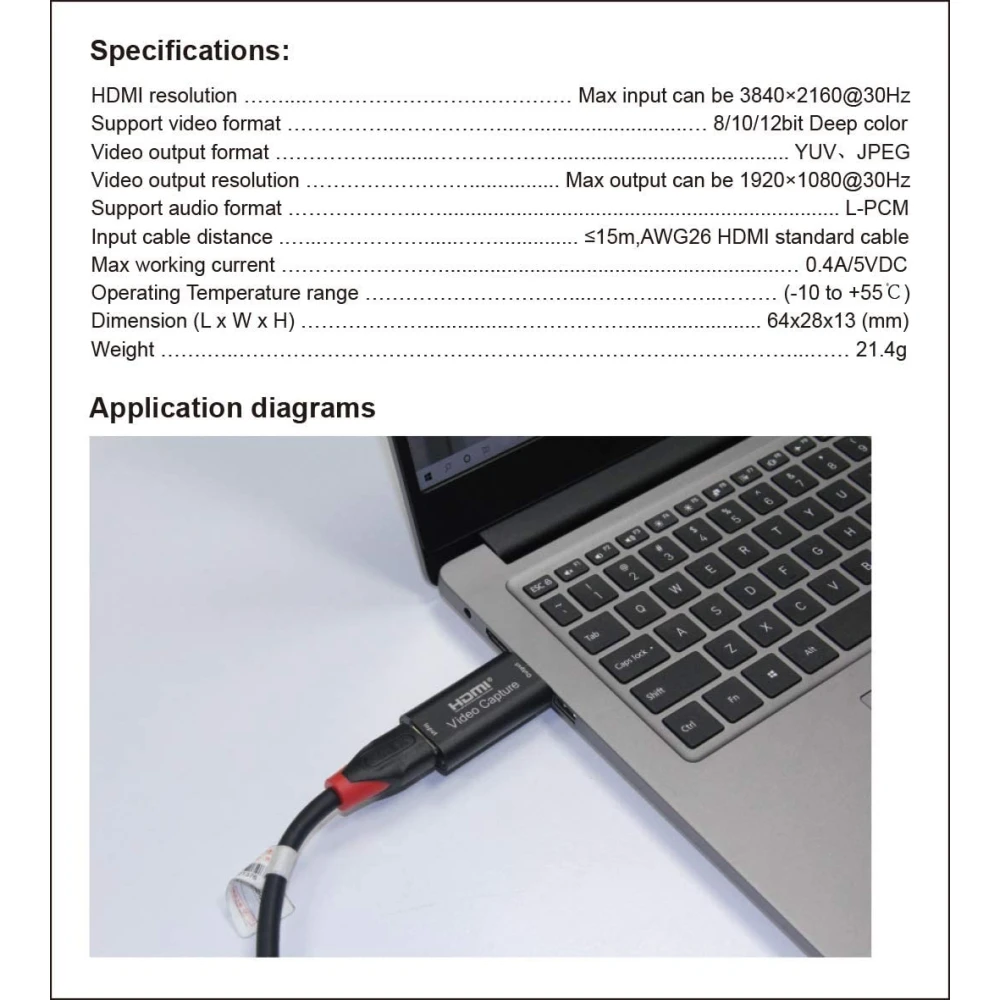 1080P USB HDMI Video Capture Card for Streaming, Gaming and Video Calls