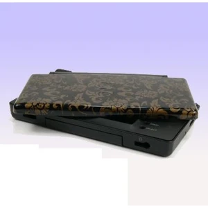 Nintendo DS Lite replacement shell with gold flowers on black