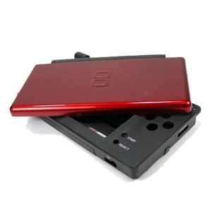Replacement shell for Nintendo DS Lite in black and red with screws