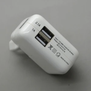 Dual USB mains charger 2.1A and 1A for tablets and phones