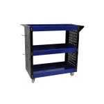 Professional 3-Shelf Workshop Trolley with Side Trays and Hooks for Organising Your Workshop
