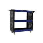 Professional 3-Shelf Workshop Trolley with Side Trays and Hooks for Organising Your Workshop