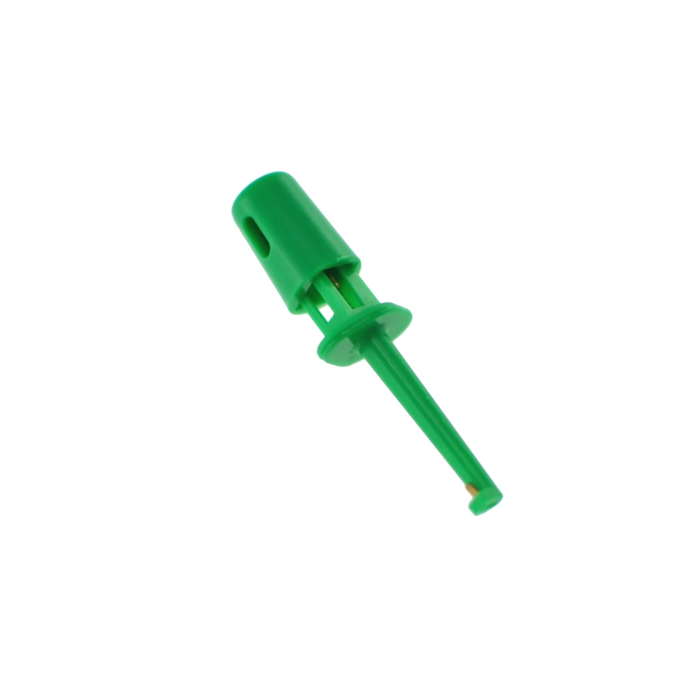 Green test probe connection clip with single hook 4cm