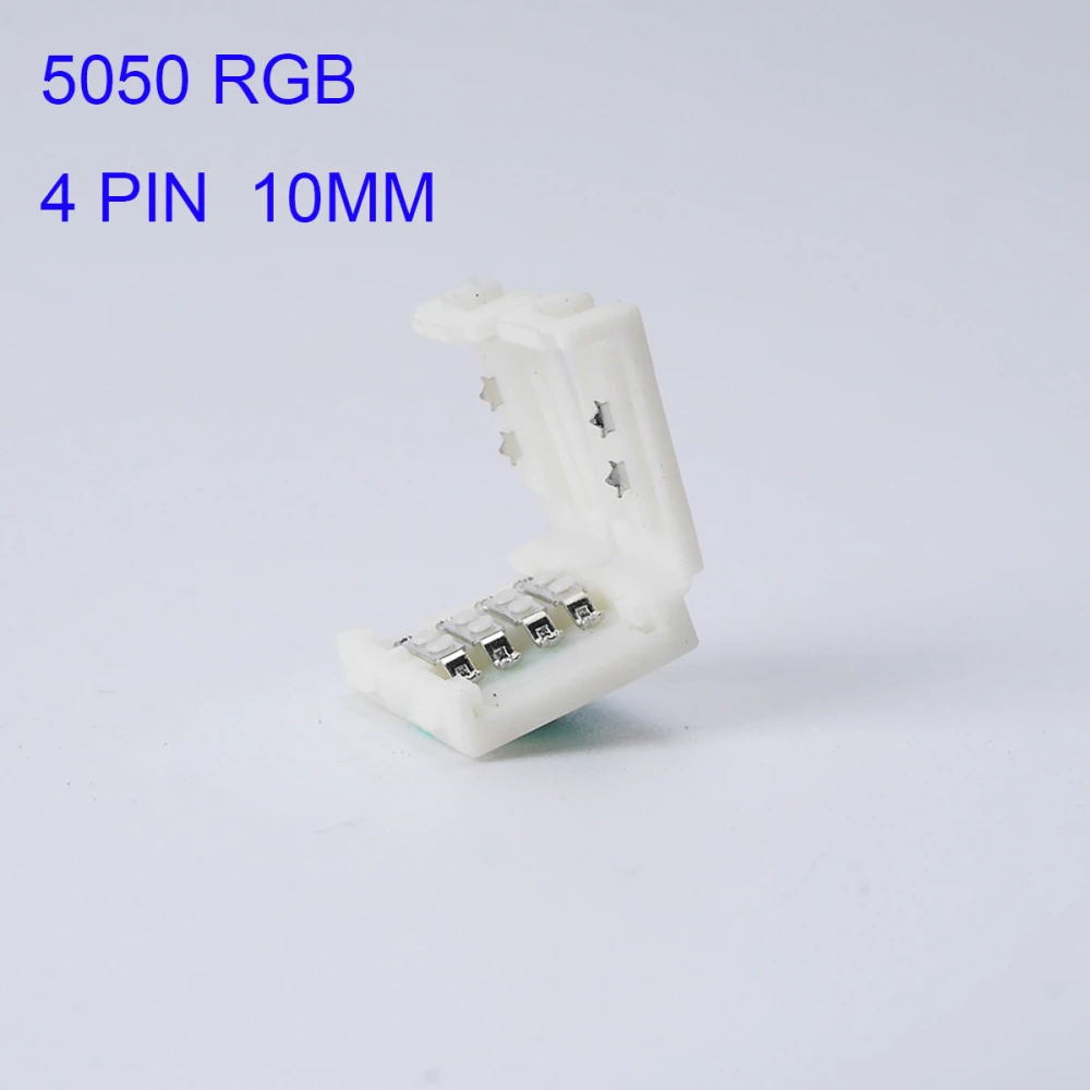 Conector clip LED 4 pin 10mm 5050 RGB para tiras LED desmontado