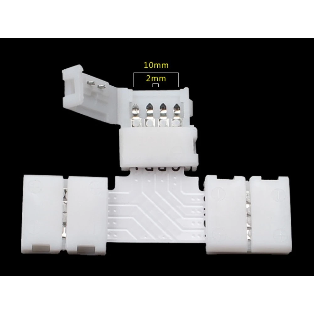 T-shape LED Connector 4 Pin 10mm 5050 RGB for LED Strips YourLed