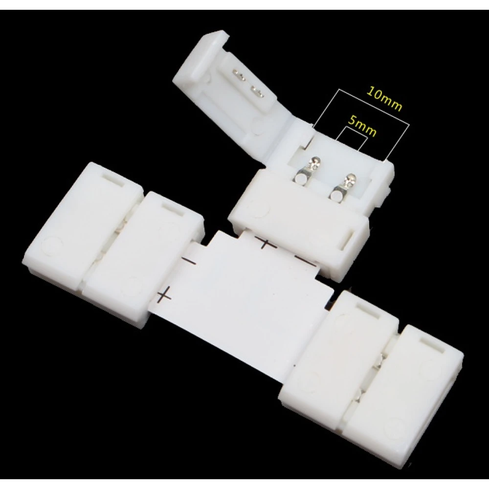 Vista lateral del conector sin soldadura para tiras LED RGB 5050/5630
