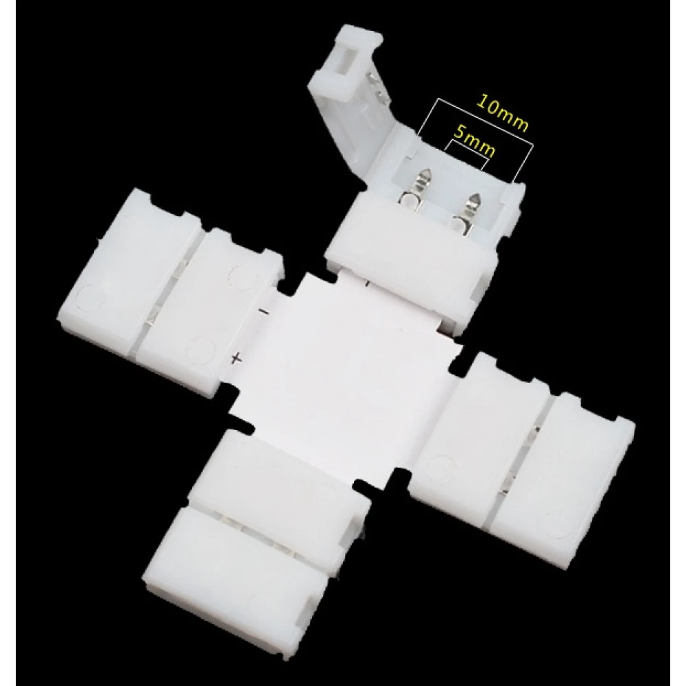 X-Shape LED Clip Connectors 10mm 2 Pin 5050 RGB for LED Strips