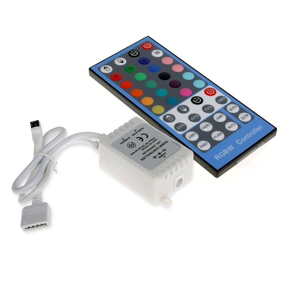 RGBW LED Strip Controller 12V-24V with Dimmer and IR Remote