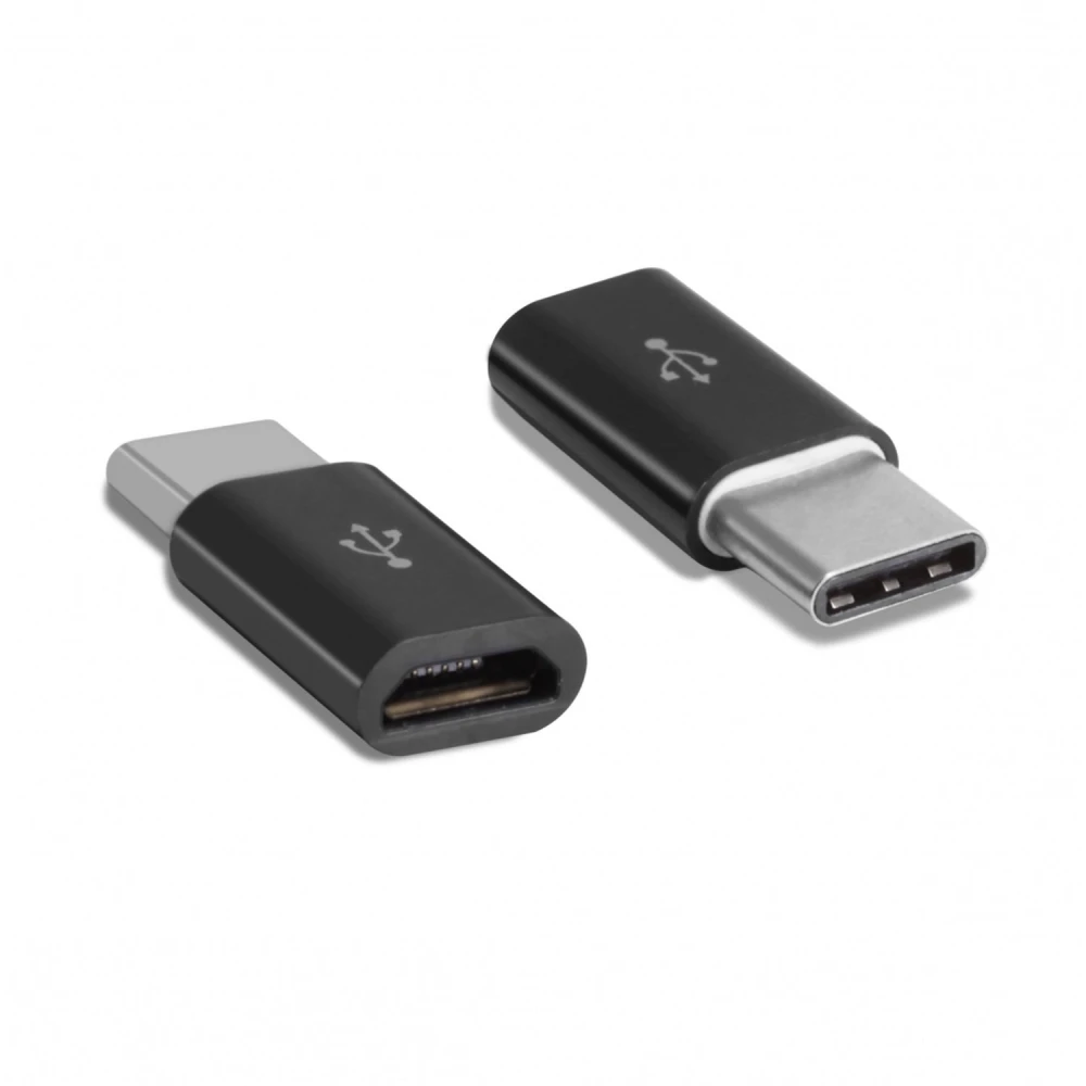 Black micro USB 2.0 female to USB-C male USB 3.1 Type C adapter