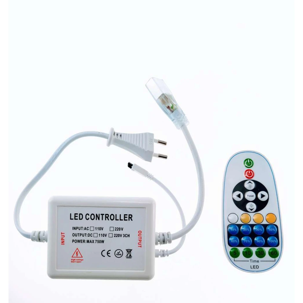 220V LED strip dimmer with remote control and dimmer