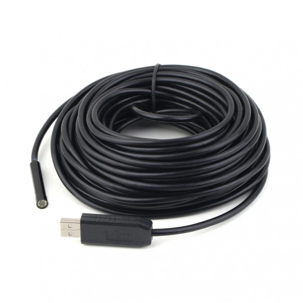 5m USB Endoscope with Flexible 7mm Lens and LED Light