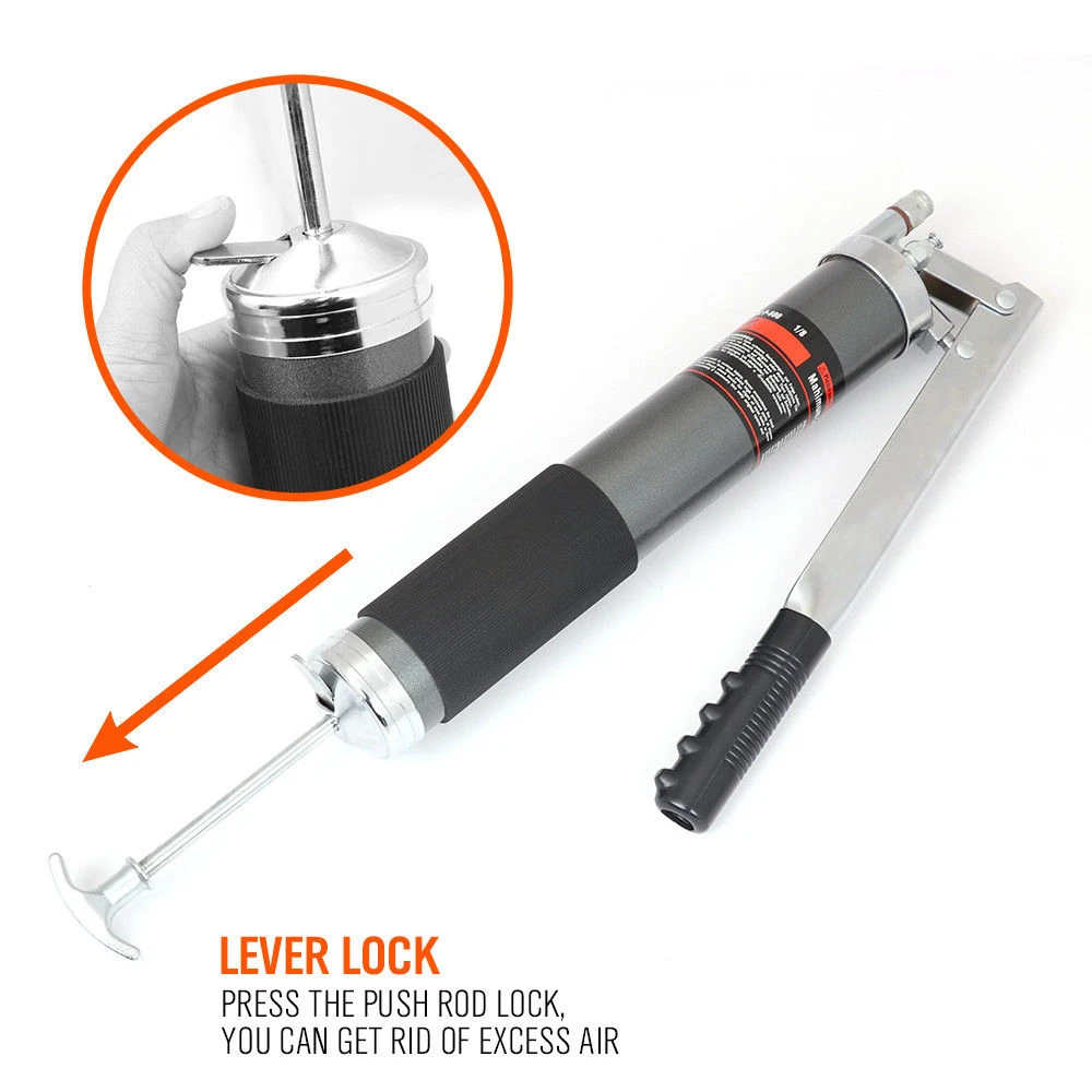 Bomba de engrase con manguera de goma blanda y acoplador para mantenimiento automoción