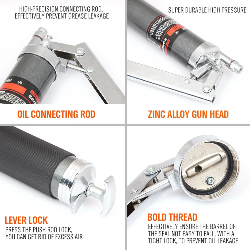 600ml Manual Grease Gun with Grease Pump and High-Pressure Hose