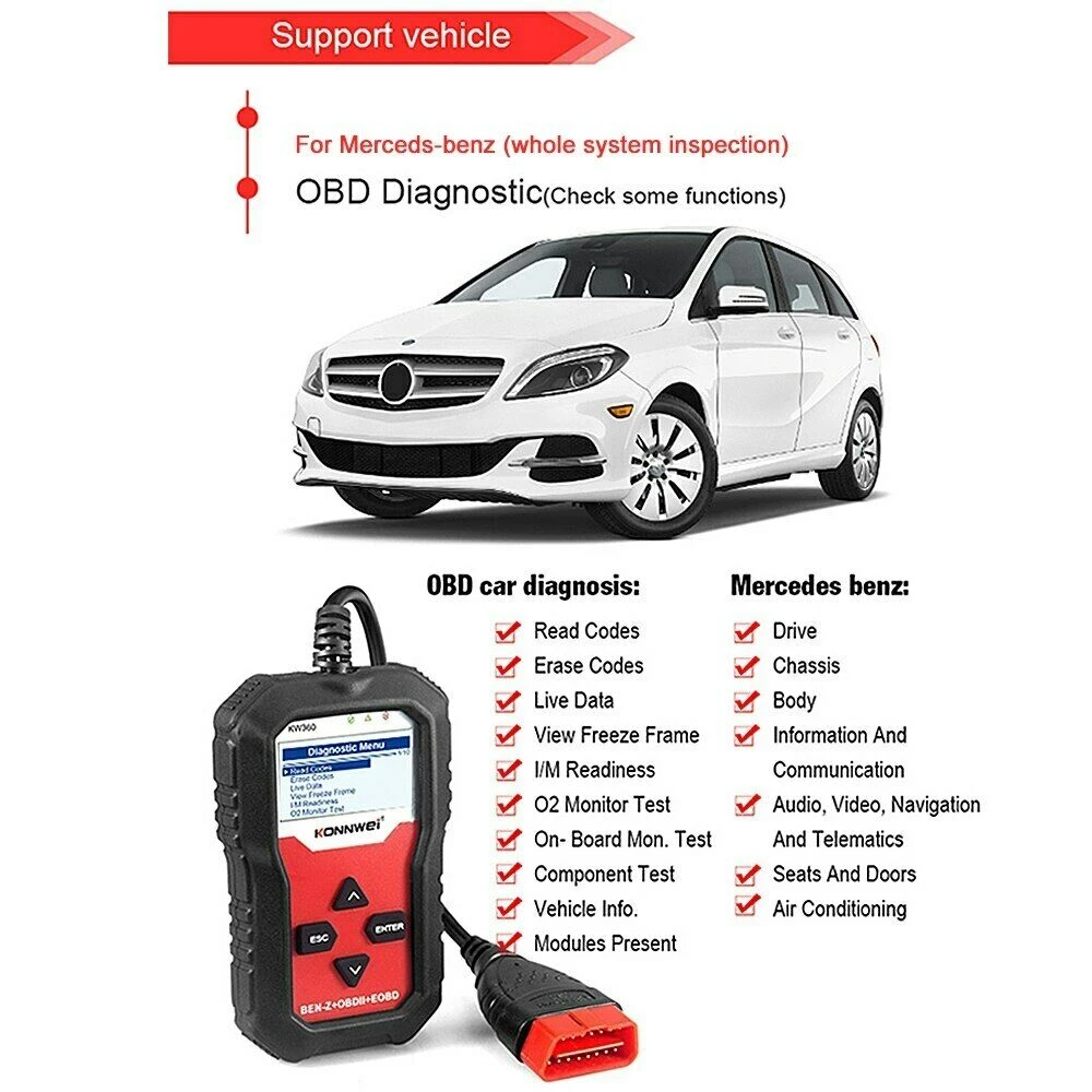 Mercedes-Benz Konnwei KW360 12V Full Diagnostic Scanner