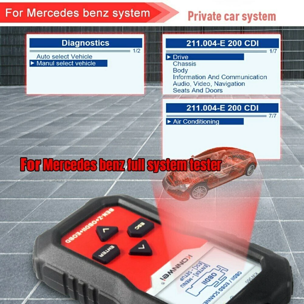Mercedes-Benz Konnwei KW360 12V Full Diagnostic Scanner