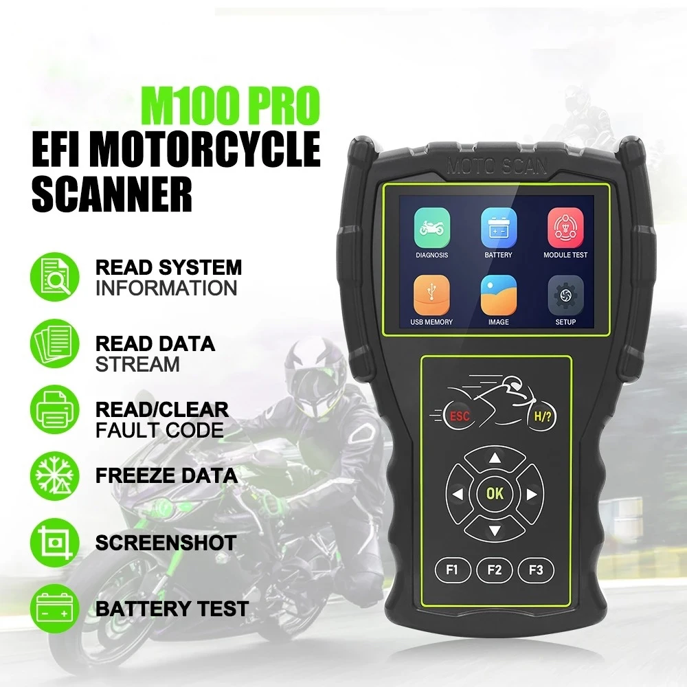 JDiag M100 Pro Motorcycle OBD Diagnostic Scanner for KTM, Honda, Yamaha, Kawasaki and BMW Bikes