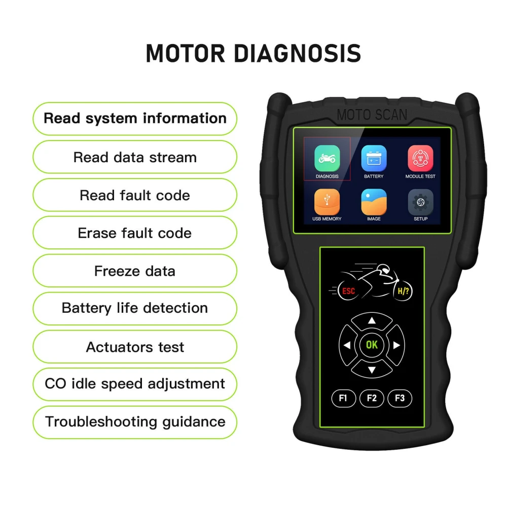 JDiag M100 Pro Motorcycle OBD Diagnostic Scanner for KTM, Honda, Yamaha, Kawasaki and BMW Bikes