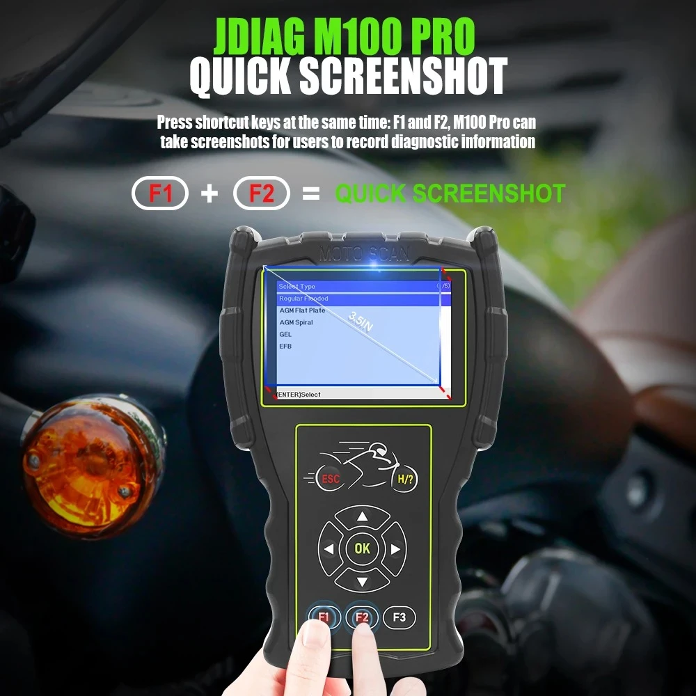 JDiag M100 Pro Motorcycle OBD Diagnostic Scanner for KTM, Honda, Yamaha, Kawasaki and BMW Bikes