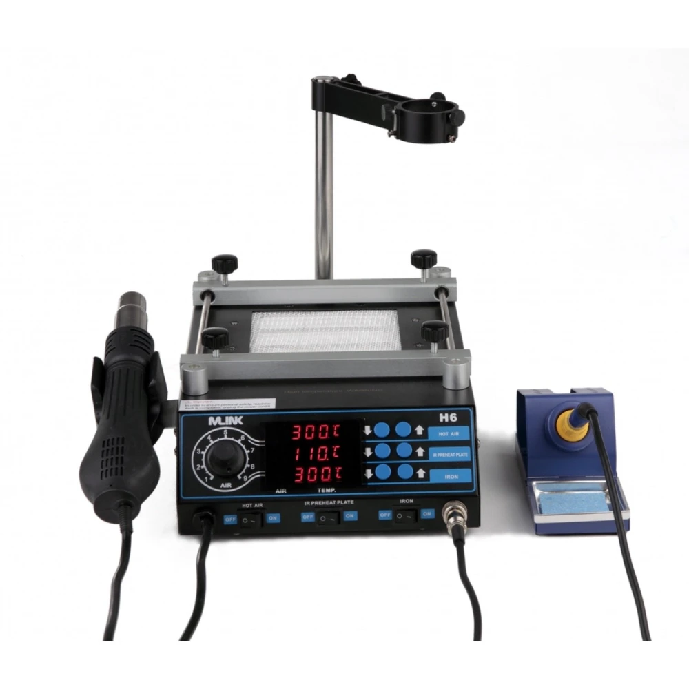 Mlink H6 3-in-1 soldering station with hot air, soldering iron and preheater