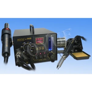 Aoyue 968 soldering station with digital control and smoke extraction