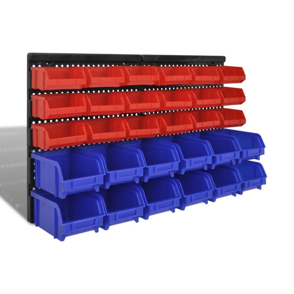 Wall-mounted DIY storage rack with stackable bins TSX TOOL 32pc