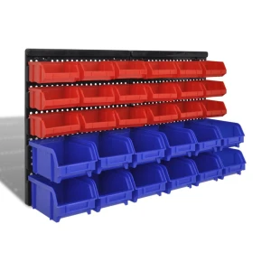 satkit Wall-mounted DIY storage rack with stackable bins TSX TOOL 32pc