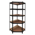 Black corner metal shelving unit 180x75x40 cm with 5 adjustable shelves