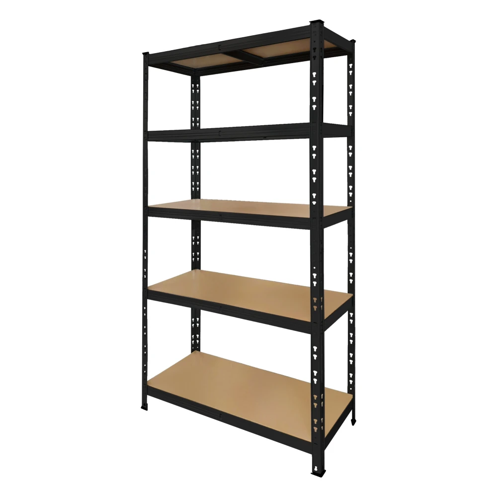 Black metal shelving unit 180x90x40 cm with 5 shelves