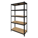 Black metal shelving unit 180x90x40 cm with 5 shelves