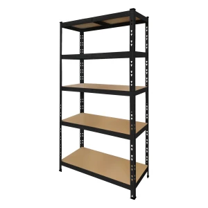 Black metal shelving unit 180x90x40 cm with 5 shelves