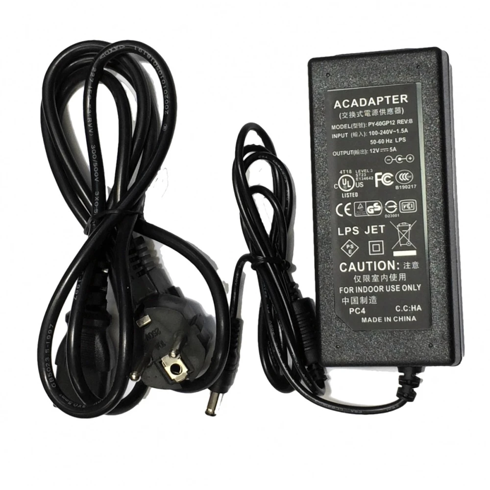 12V 5A power supply 5.5mm connector for LED strips and LCD monitors